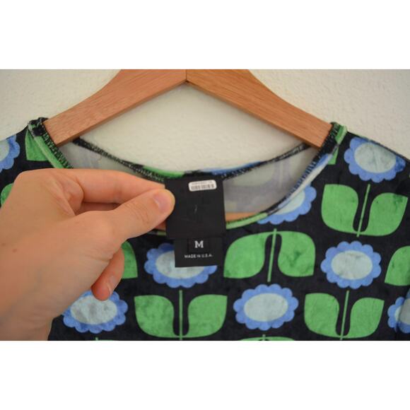 Anna Sui Blue Green Velvet Daisies Maxi Dress - Picture 4 of 6